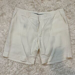 Polo Ralph Lauren Shorts SZ 42 Relaxed White Chino silk linen blend pockets zip